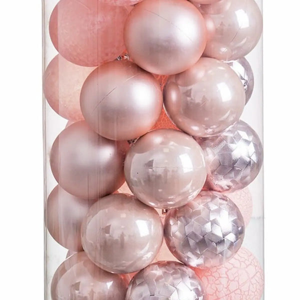 Boules de Noël Rose Plastique 6 x 6 x 6 cm (40 Unités) - Sapin Belge