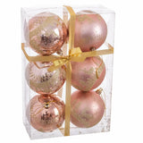 Boules de Noël Rose Plastique Cerf 8 x 8 x 8 cm (6 Unités) - Sapin Belge