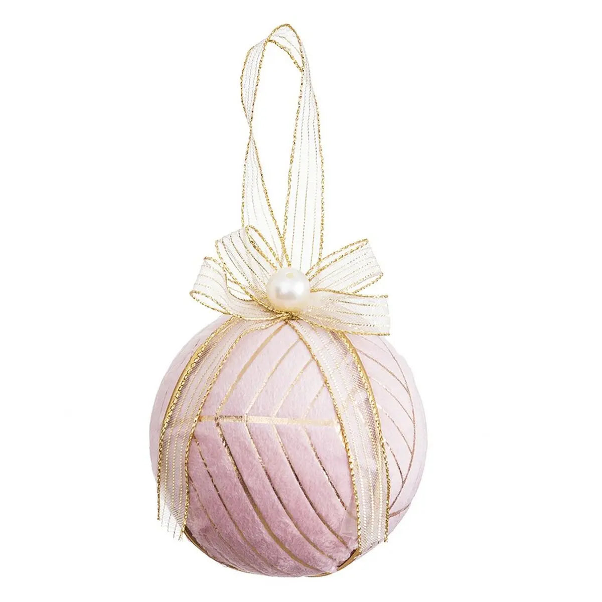 Boules de Noël Rose Polyfoam Tissu 10 x 10 x 10 cm (3 Unités) - Sapin Belge