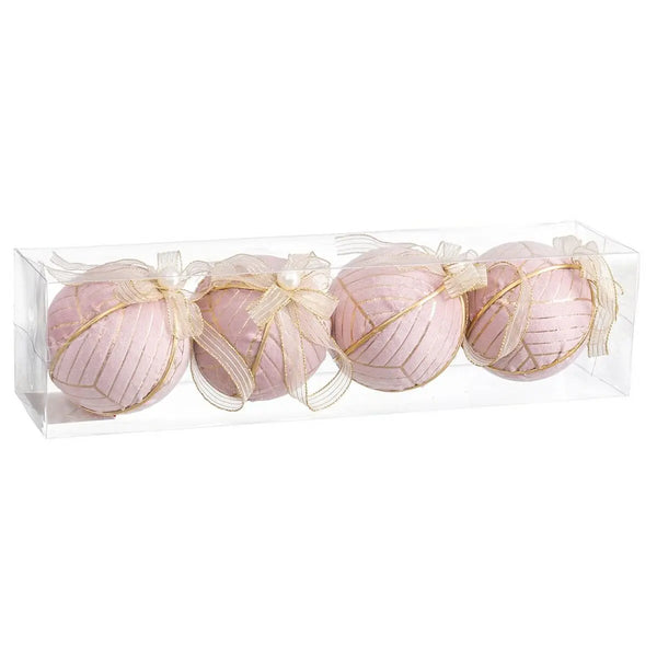 Boules de Noël Rose Polyfoam Tissu 8 x 8 x 8 cm (4 Unités) - Sapin Belge