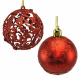 Boules de Noël Rouge Plastique 6 x 6 x 6 cm (12 Unités) - Sapin Belge