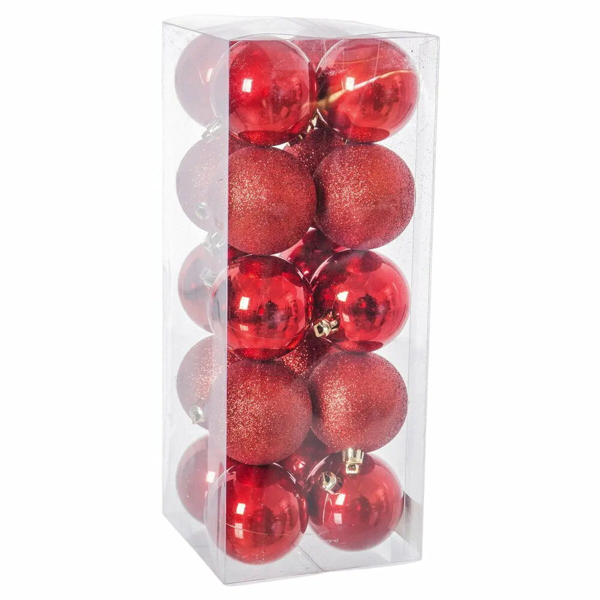 Boules de Noël Rouge Plastique 6 x 6 x 6 cm (20 Unités) - Sapin Belge