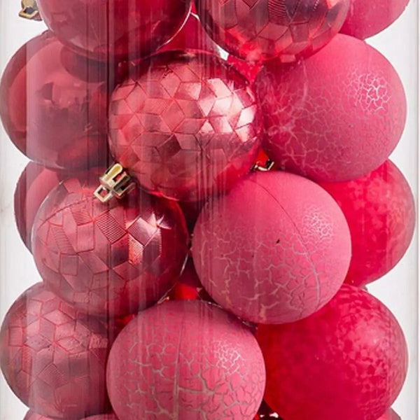 Boules de Noël Rouge Plastique 6 x 6 x 6 cm (40 Unités) - Sapin Belge