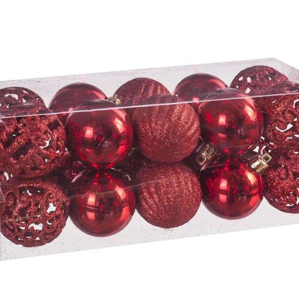 Boules de Noël Rouge Plastique Formes 5 x 5 x 5 cm (20 Unités) - Sapin Belge