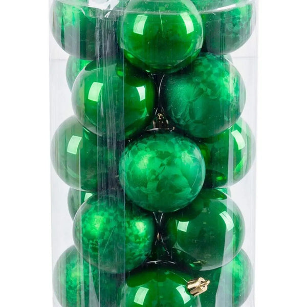 Boules de Noël Vert Plastique 6 x 6 x 6 cm (20 Unités) - Sapin Belge