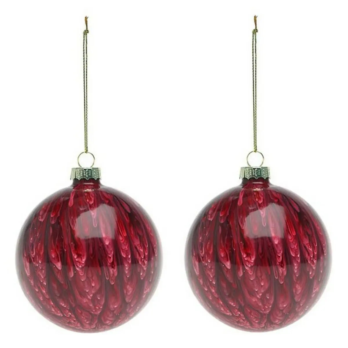 Boules de Noël (2 pcs) 113572 Marron Rouge 8 cm (2 Unités) - Sapin Belge