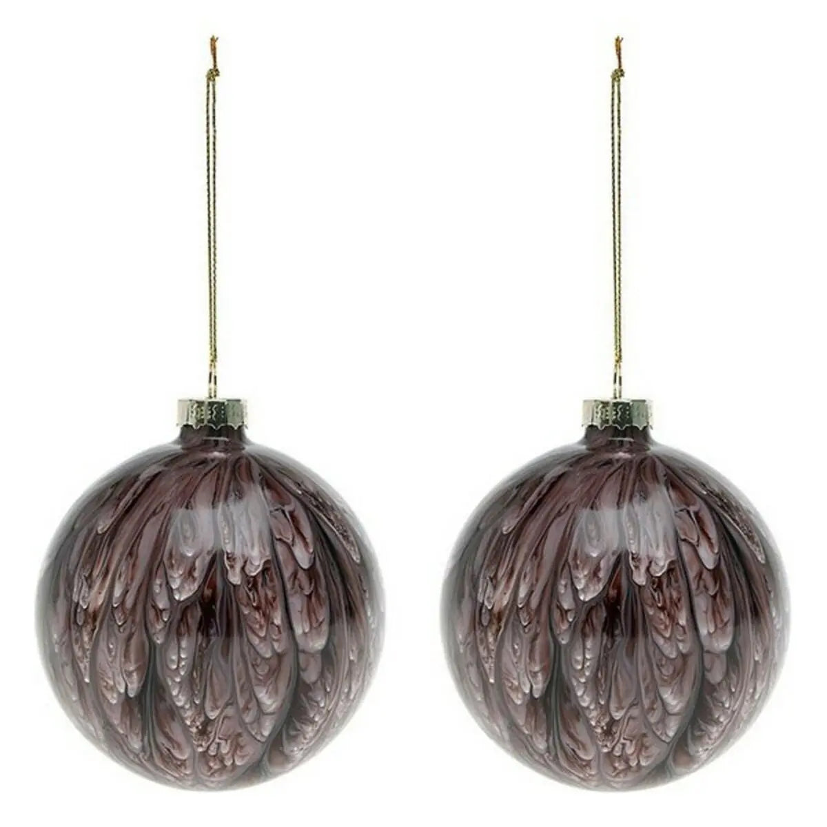 Boules de Noël (2 pcs) 113572 Marron Rouge 8 cm (2 Unités) - Sapin Belge