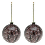 Boules de Noël (2 pcs) 113572 Marron Rouge 8 cm (2 Unités) - Sapin Belge