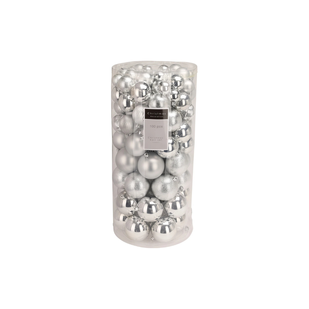 100 Boules de Noël argent