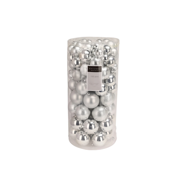 100 Boules de Noël argent