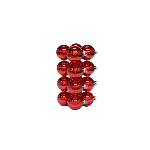 Boules de Noël classiques rouges en verre 8cm - 16 boules