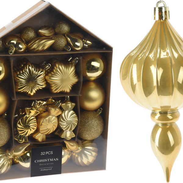 Assorted Gold Christmas Bauble Kit