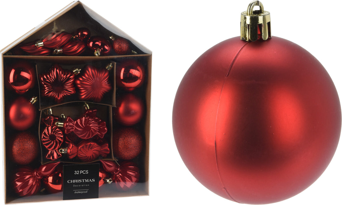 Assorted Red Christmas Bauble Kit