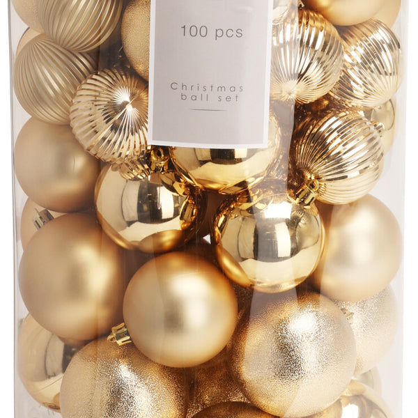 Kit of 100 golden Christmas baubles – multi-sizes