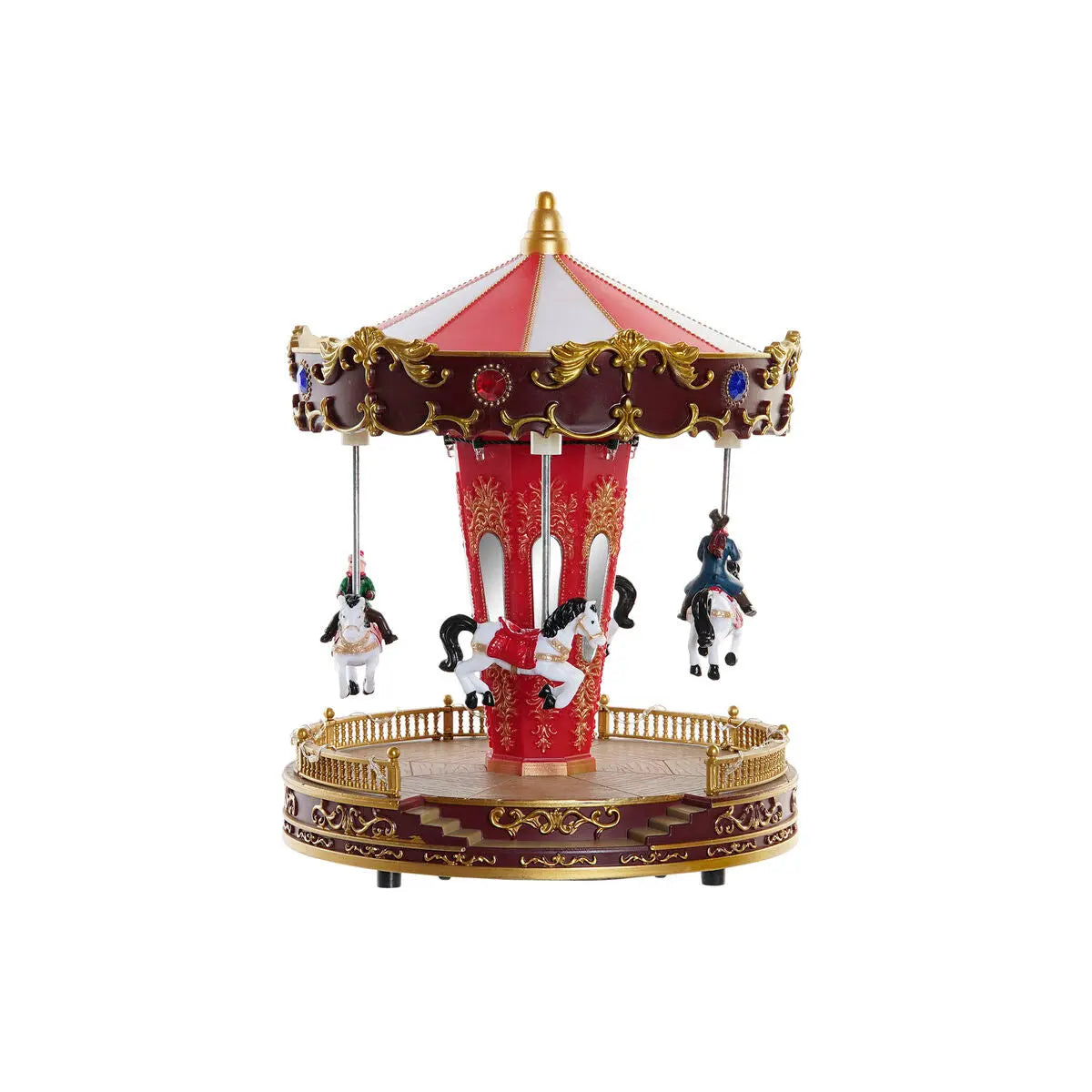 Carrousel avec chevaux DKD Home Decor Lumière LED Multicouleur polypropylène 20,5 x 20,5 x 27 cm (3 Unités) - Sapin Belge