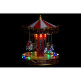 Carrousel avec chevaux DKD Home Decor Lumière LED Multicouleur polypropylène 20,5 x 20,5 x 27 cm (3 Unités) - Sapin Belge