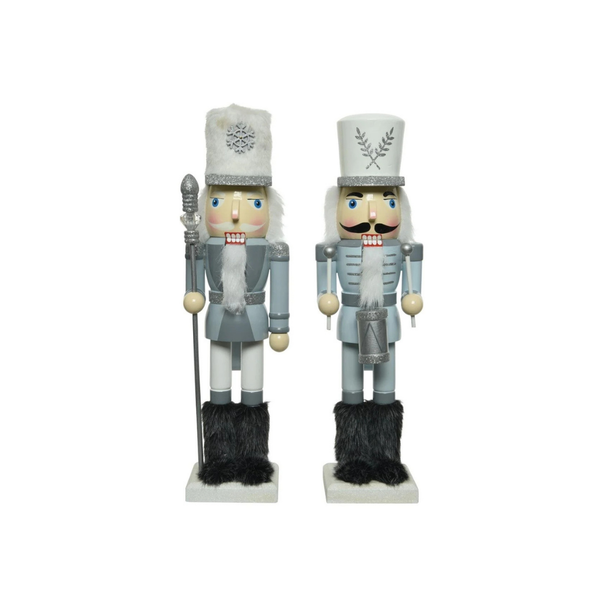 2 light blue wooden nutcrackers 38cm