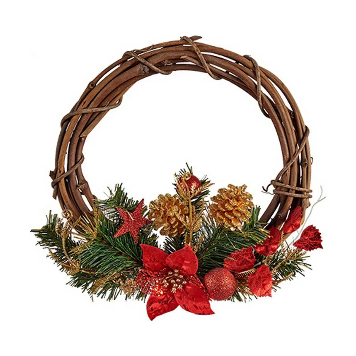 Couronne de Noël 30,48 cm Rouge Bois Vert Plastique - Sapin Belge