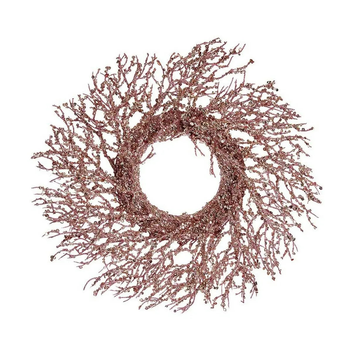 Couronne de Noël Branche Rose Doré Plastique 50 x 10 x 50 cm - Sapin Belge