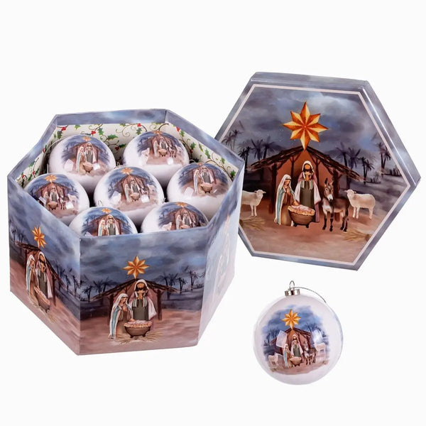 Boules de Noël Multicouleur Papier Polyfoam Naissance/Crèche 7,5 x 7,5 x 7,5 cm (14 Unités) - Sapin Belge