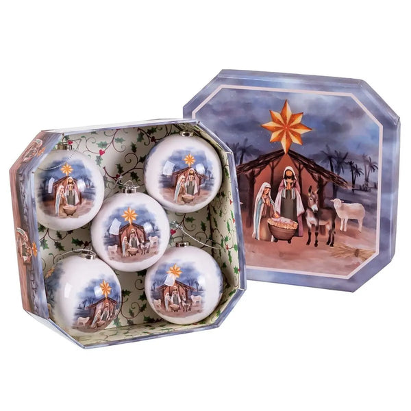 Boules de Noël Multicouleur Papier Polyfoam Naissance/Crèche 7,5 x 7,5 x 7,5 cm (5 Unités) - Sapin Belge