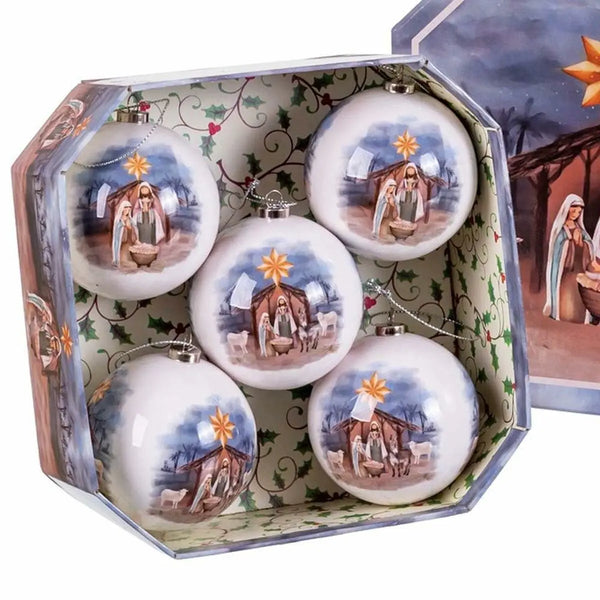 Boules de Noël Multicouleur Papier Polyfoam Naissance/Crèche 7,5 x 7,5 x 7,5 cm (5 Unités) - Sapin Belge