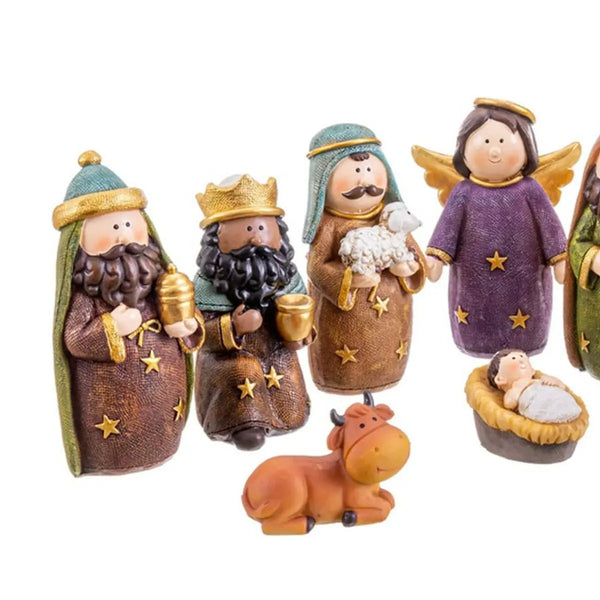 Décorations de Noël Naissance/Crèche Multicouleur Polyrésine 12,5 cm (10 Pièces) - Sapin Belge