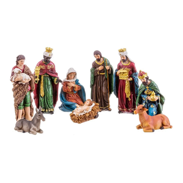 Décorations de Noël Naissance/Crèche Multicouleur Polyrésine 16 cm (9 Pièces) - Sapin Belge