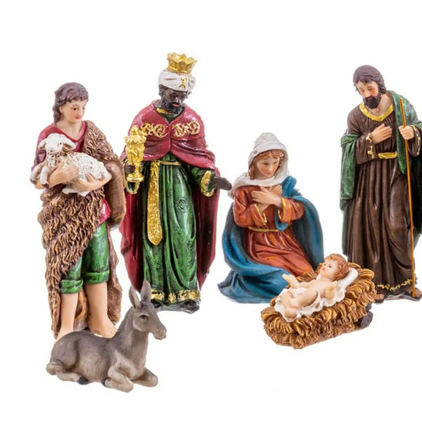 Décorations de Noël Naissance/Crèche Multicouleur Polyrésine 16 cm (9 Pièces) - Sapin Belge