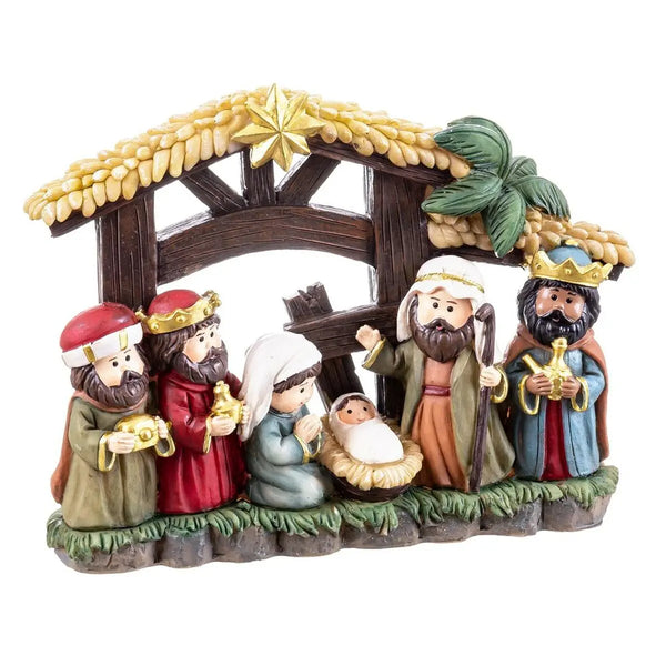 Décorations de Noël Naissance/Crèche Multicouleur Polyrésine 21,2 x 5,7 x 16 cm (6 Pièces) - Sapin Belge