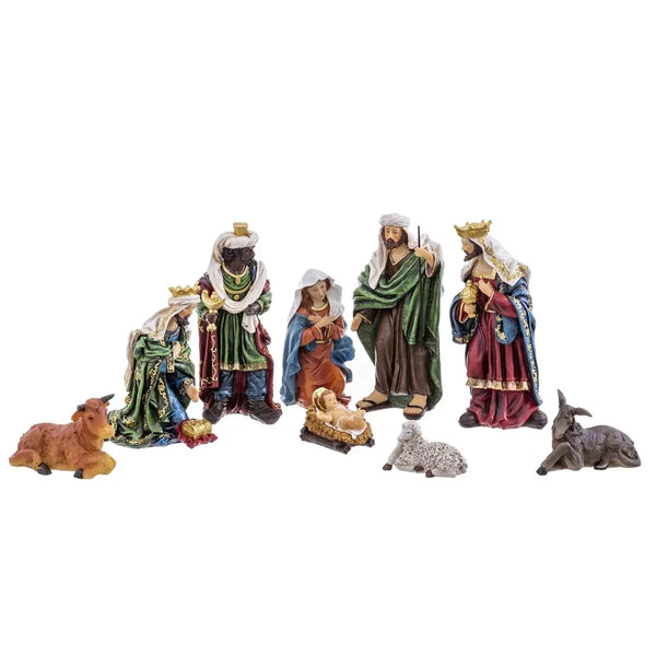 Décorations de Noël Naissance/Crèche Multicouleur Polyrésine 31,5 cm (9 Pièces) - Sapin Belge