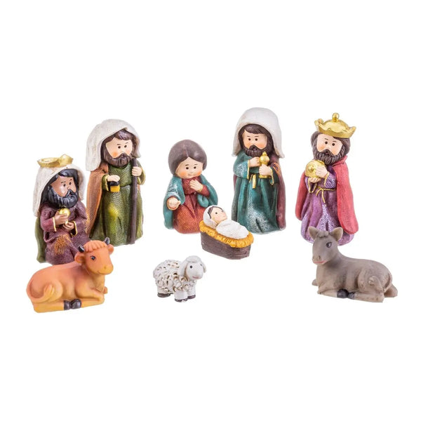 Décorations de Noël Naissance/Crèche Multicouleur Polyrésine 9 cm (9 Pièces) - Sapin Belge