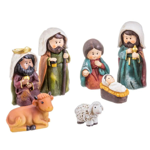 Décorations de Noël Naissance/Crèche Multicouleur Polyrésine 9 cm (9 Pièces) - Sapin Belge