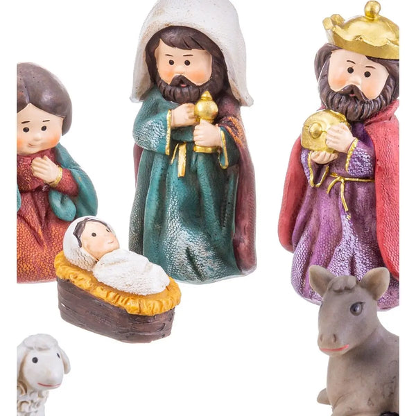 Décorations de Noël Naissance/Crèche Multicouleur Polyrésine 9 cm (9 Pièces) - Sapin Belge