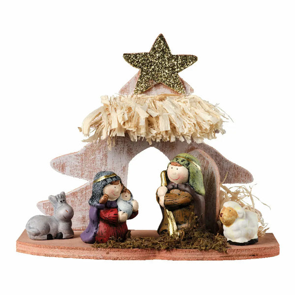 Crèche de Noël Decoris Clair (15 x 8 x 13 cm) (6 Pièces) - Sapin Belge