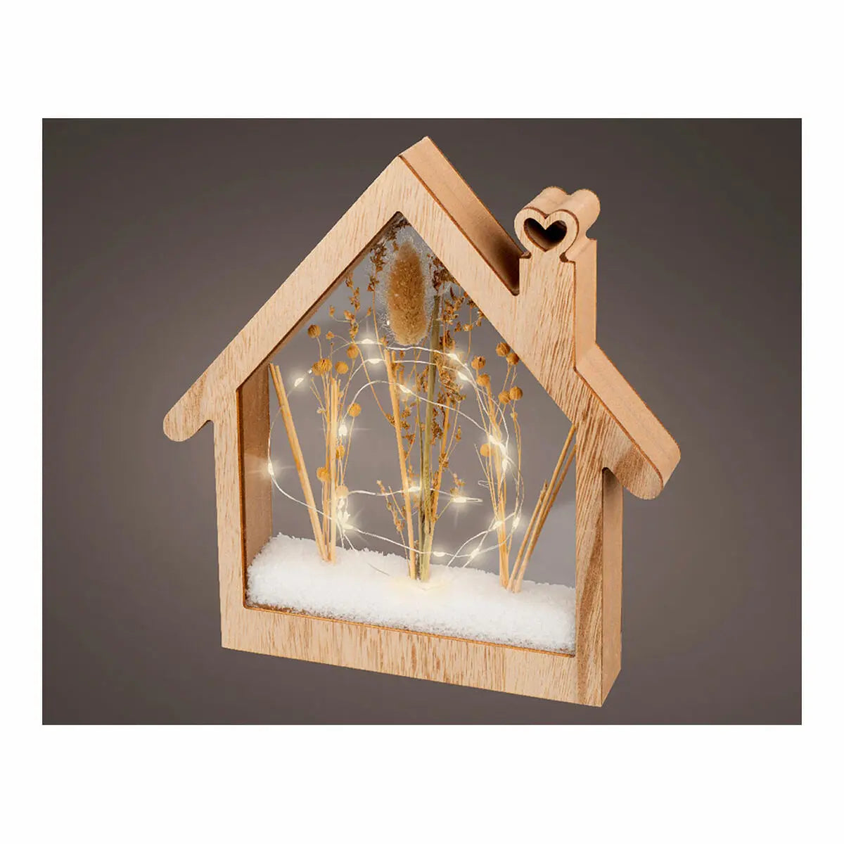 Décoration Bois Lumière LED Petit maison (4,3 x 26 x 27 cm) - Sapin Belge