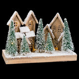 Décorations de Noël Blanc Vert Naturel Bois Plastique ville 45 x 18 x 30 cm - Sapin Belge