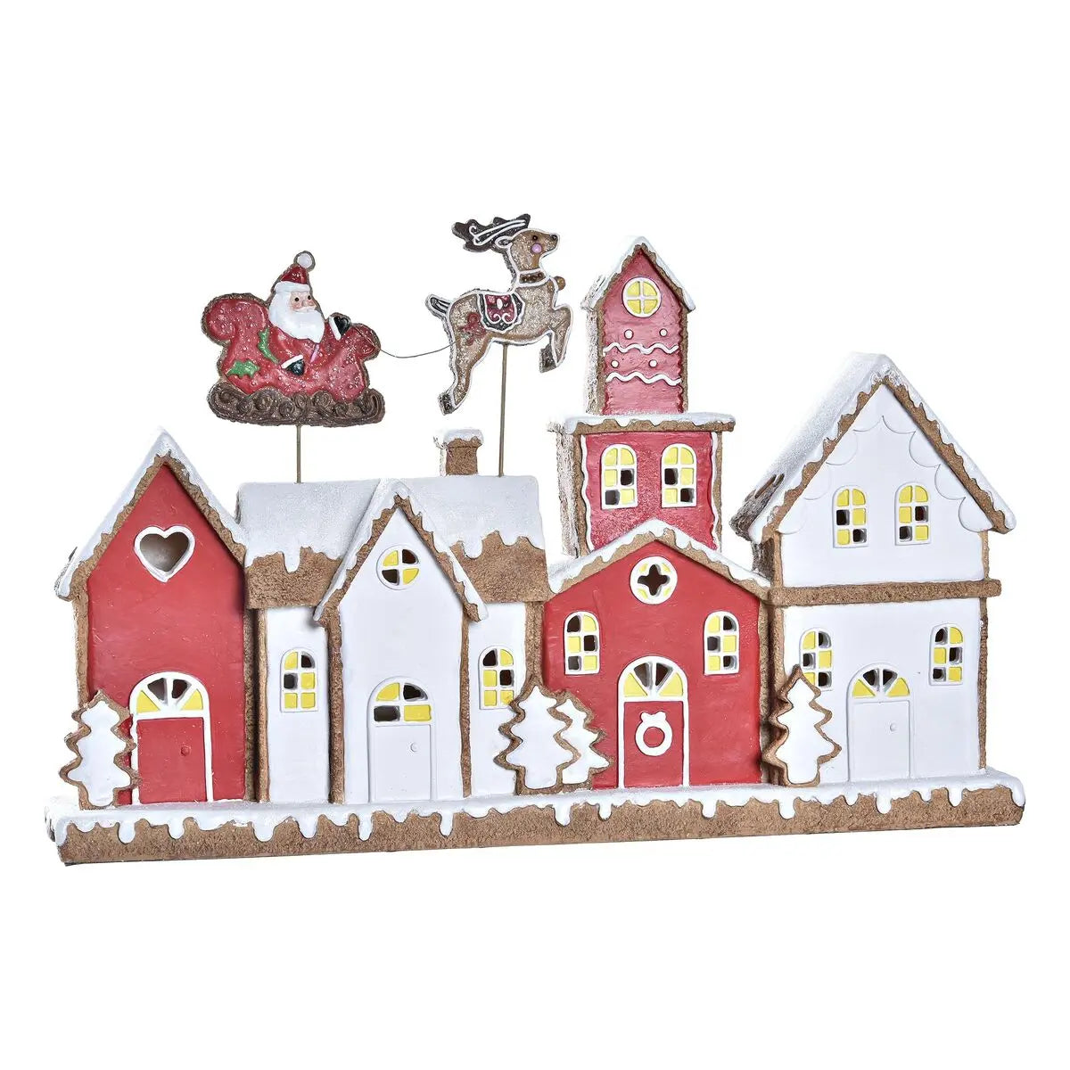 Décorations de Noël DKD Home Decor Maison Blanc Rouge Résine 41 x 7,5 x 27 cm - Sapin Belge