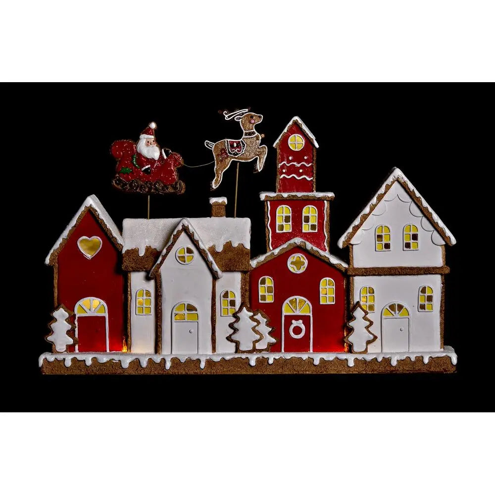 Décorations de Noël DKD Home Decor Maison Blanc Rouge Résine 41 x 7,5 x 27 cm - Sapin Belge