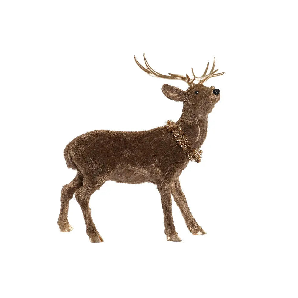 Décorations de Noël DKD Home Decor Marron Doré Mousse Plastique Cerf 56 x 34 x 63 cm - Sapin Belge