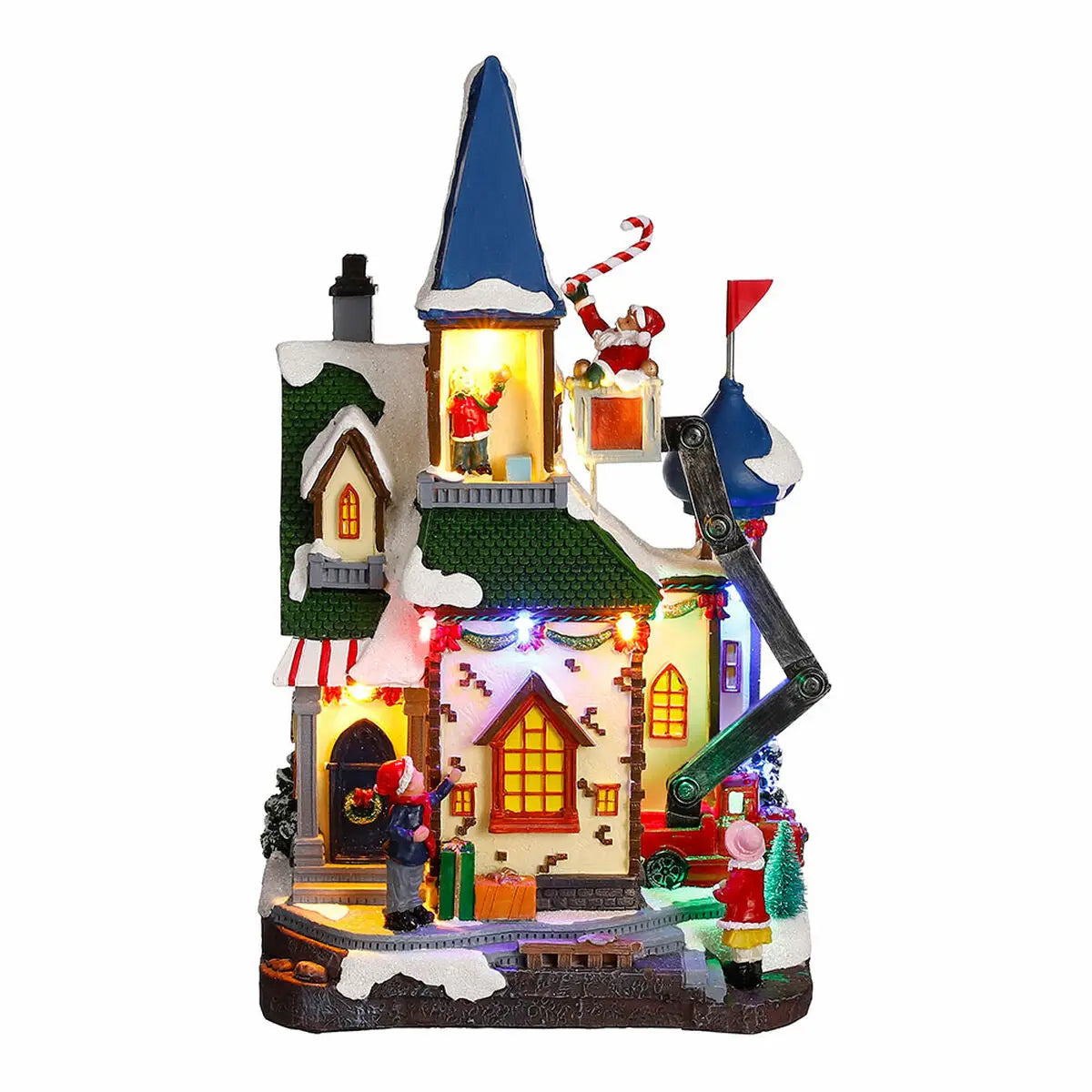 Décorations de Noël Lumière Scène Maison (20,5 x 14,5 x 34 cm) - Sapin Belge