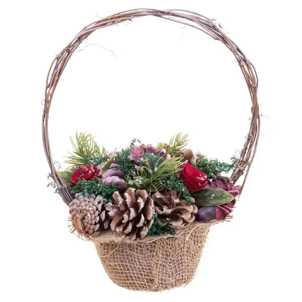 Décorations de Noël Rouge Multicouleur Rotin Plastique Foam Ananas Panier 21 x 21 x 30 cm - Sapin Belge