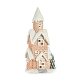 Figurine Décorative Maison Noël Lumière LED Musique Rose Blanc Vert Beige Magnésium 25 x 52 x 15 cm - Sapin Belge