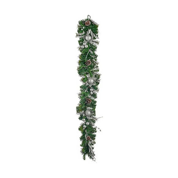 Guirlande de Noël Marron Vert Argenté 24 x 12 x 180 cm - Sapin Belge