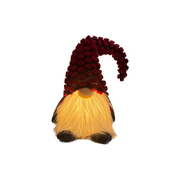 Gnome rouge avec bonnet de Noël Lumineux