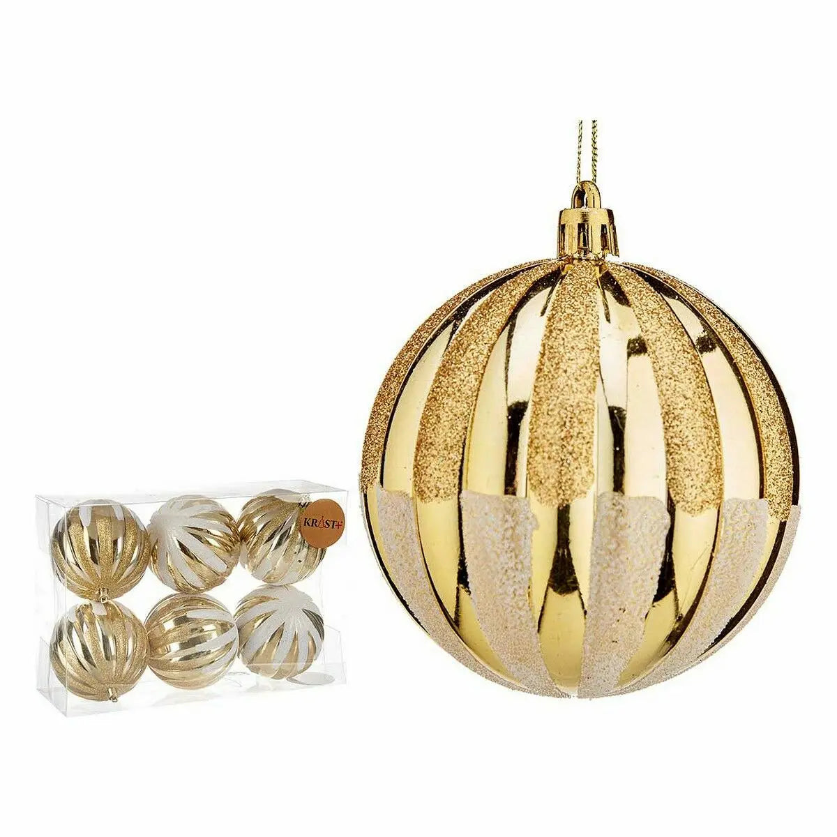 Lot de boules de Noël 10 cm Doré Plastique (6 Unités) - Sapin Belge