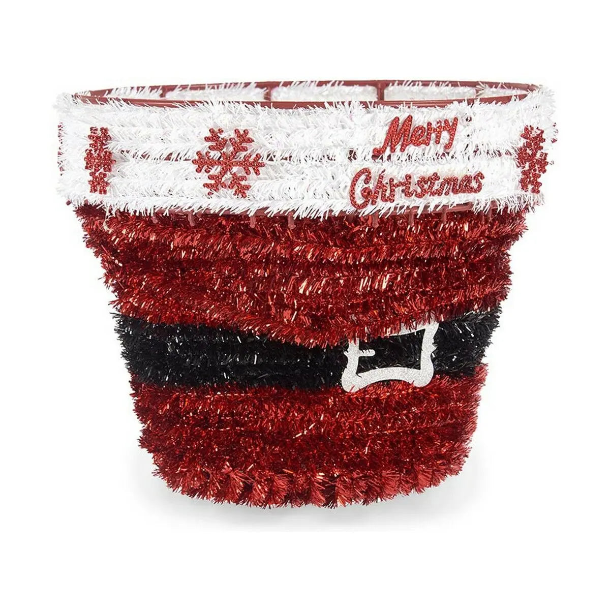 Panier décoratif Père Noël guirlande 26 x 22 x 26 cm Plastique polypropylène - Sapin Belge