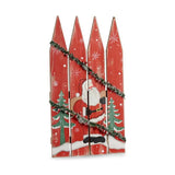 Panneau Père Noël Clôture 34,7 x 4 x 60 cm Rouge Blanc Vert Plastique Bois MDF - Sapin Belge