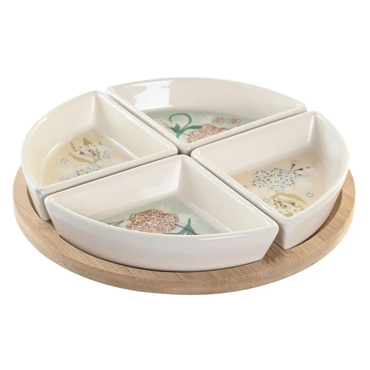 Plateau apéritif DKD Home Decor 21,5 x 21,5 x 1 cm Beige Blanc Grès Traditionnel - Sapin Belge