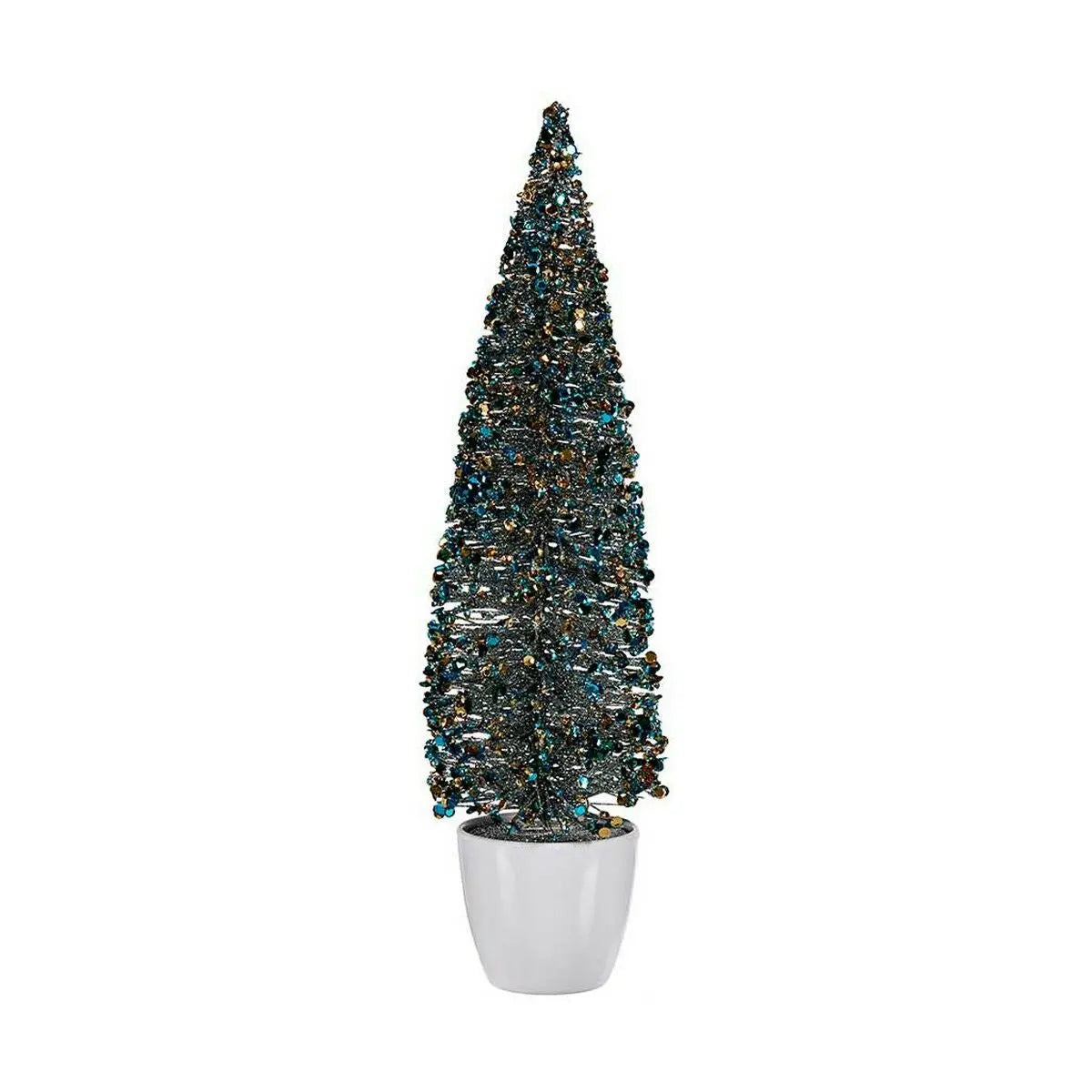 Sapin de Noël Grand 10 x 38 x 10 cm Bleu Doré Plastique - Sapin Belge